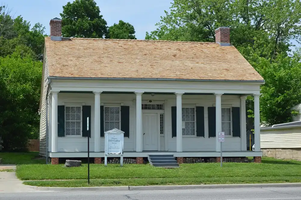 The white-columned Daniel Dove Collins House, a historic home in Collinsville, Illinois
