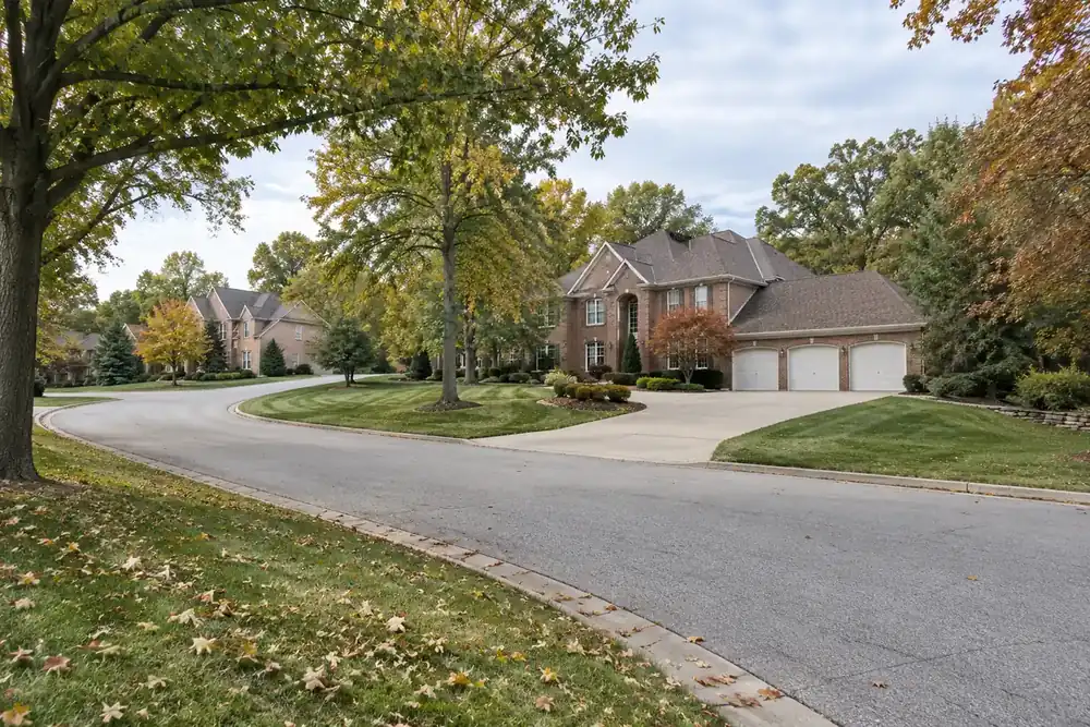 Illustration of a typical residential street in the Town and Country, MO area