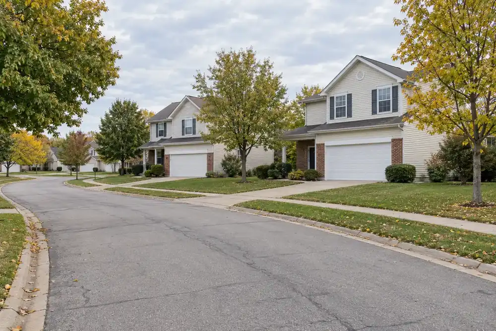 Illustration of a typical residential street in the Troy, IL area
